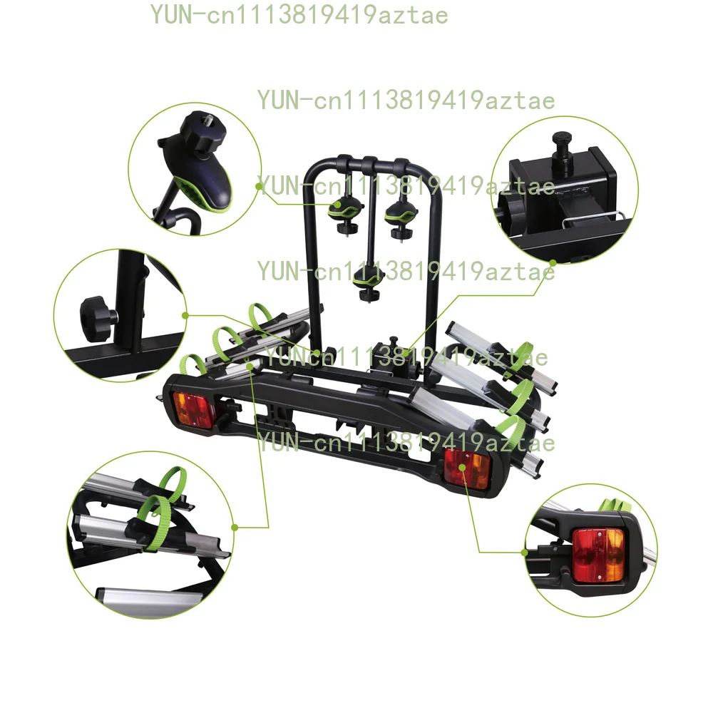 Hitch Mount 3-Bike Steel Foldable Bike Rack for 50mm Tow Ball, Max 45KG Heavy Duty Car Bicycle Carrier