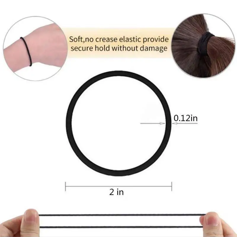 50pcs 2.5MM Black Ponytail Holder Elastic Hair Bands Scrunchies For Women Men Girl Lady Hairband Leagues Headband Accessory