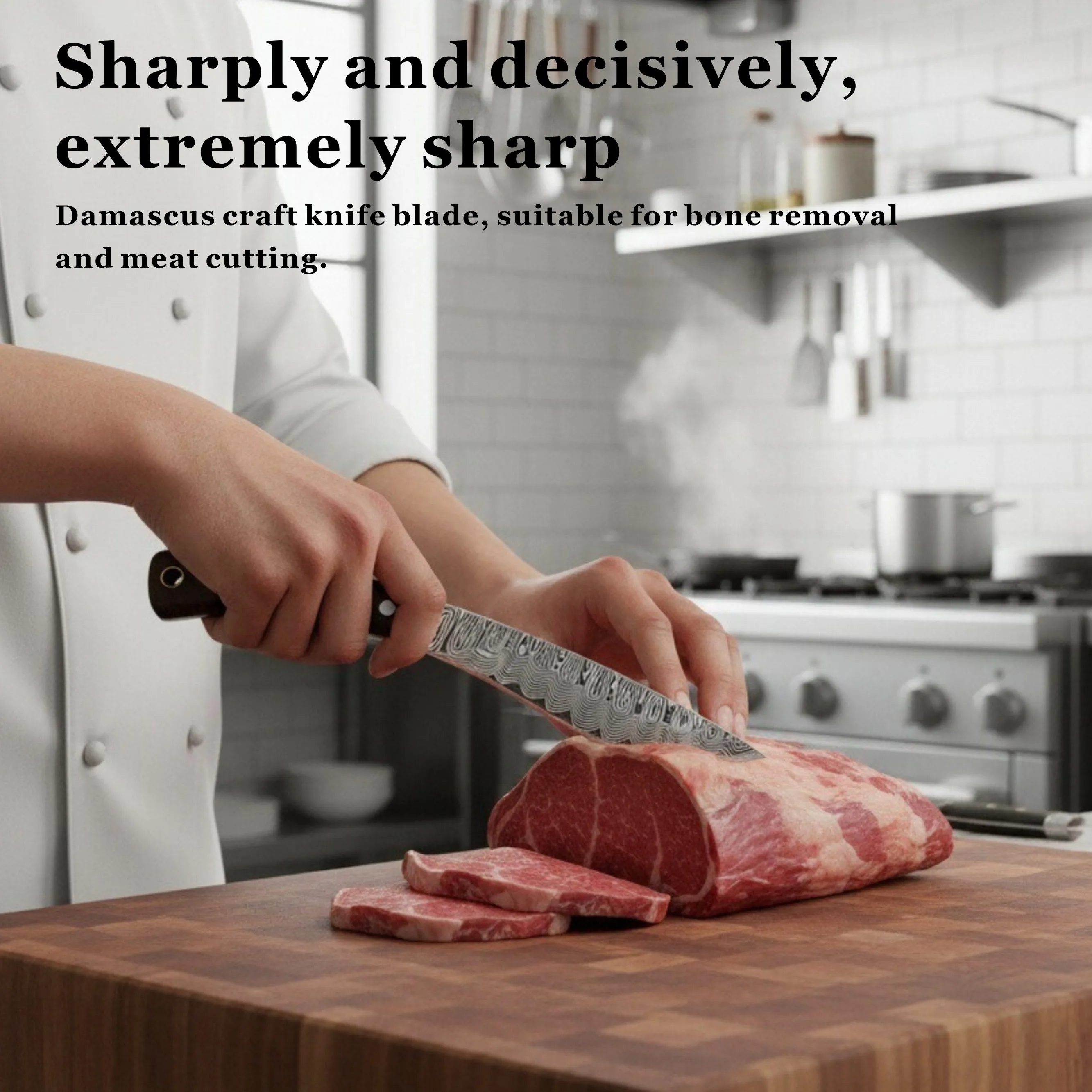 سكين مطبخ محمول احترافي لقطع اللحوم من الفولاذ المقاوم للصدأ مع مقبض مريح للشواء والطهي الخارجي مع غمد