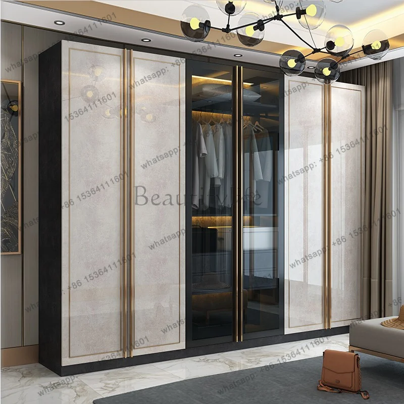 PG Luxury Glass Door Wardrobe Bedroom Modern Simple Cloakroom Cabinets Closet Organizer Storage Clothes Guarda Roupas Furniture