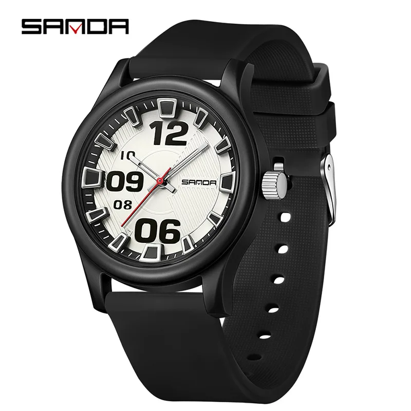 SANDA 3252 Orologio da boutique da donna con cinturino in morbido silicone Orologio al quarzo per studenti alla moda e semplice Regalo impermeabile in stile popolare
