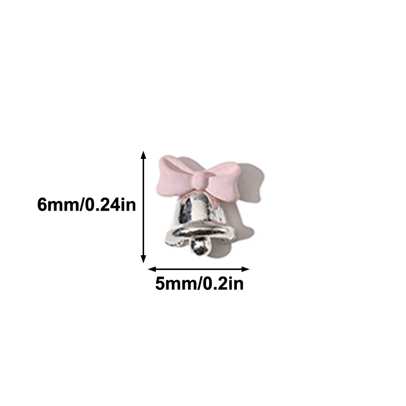 [TW] 5 قطع من إكسسوارات الأظافر المصنوعة من سبيكة عيد الميلاد، جرس القوس الملون الصغير، أحجار الراين ثلاثية الأبعاد، زينة ساحرة بظهر مسطح