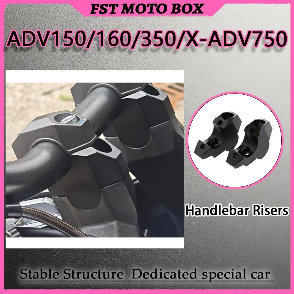 FOR CNC Aluminum Handlebar Risers 28mm Height 8mm Pullback ADV150 ADV160 ADV350 XADV750 Motorcycle Handlebar Riser Clamps Clamps