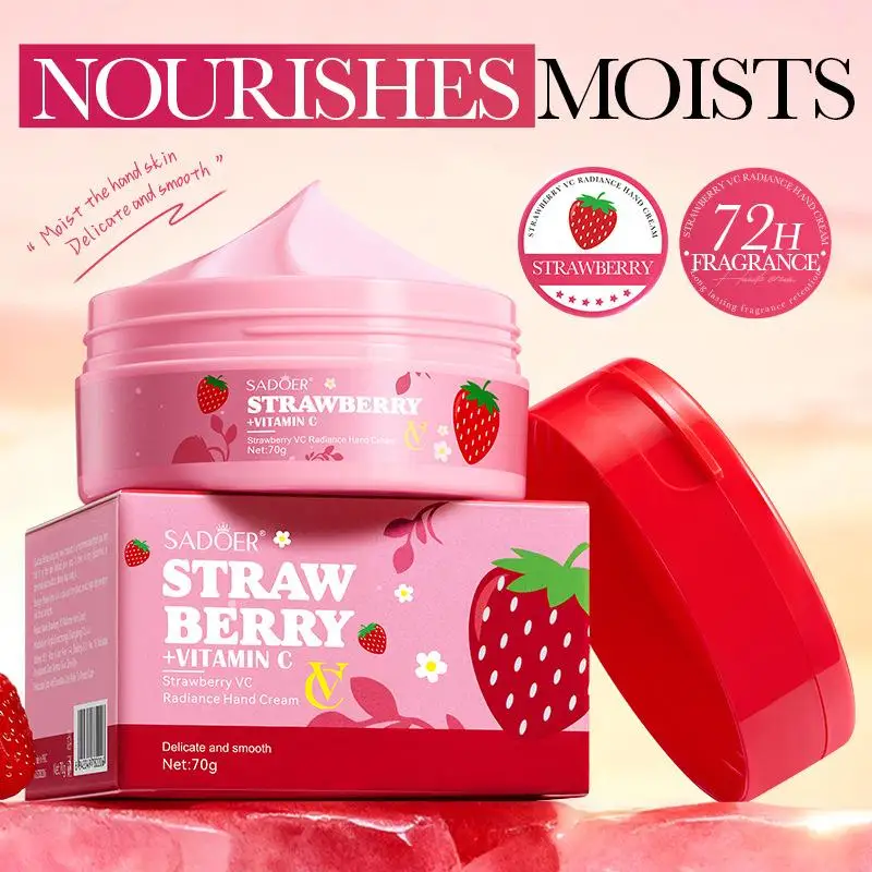 SADOER 70g Moisturizing Hand Cream Strawberry Flavor, Hand Cream Autumn And Winter Moisturizing Skincare