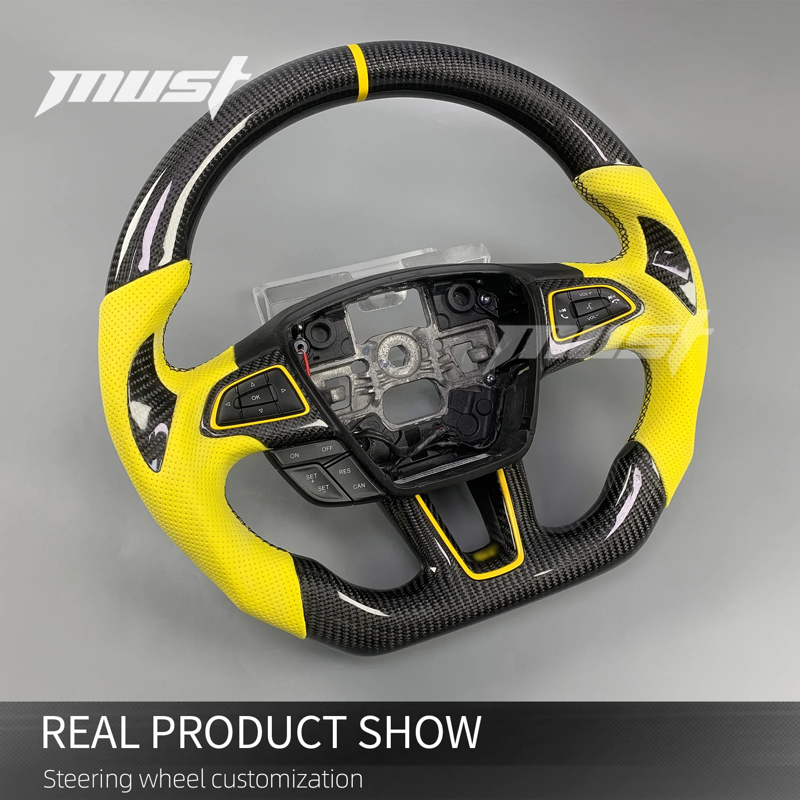For Ford Focus MK3 ST RS Third-generation Hatchback 2015-2018 Car Interior Upgrade Customized Sport Carbon Fiber Steering Wheel