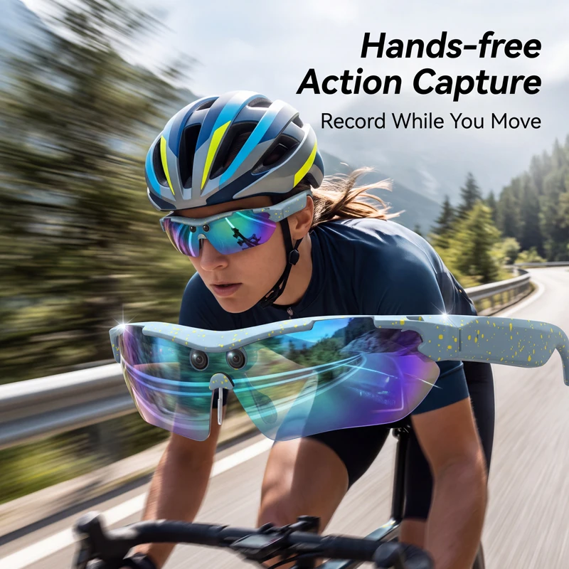 AI Smart Sports Cycling Sunglasses Men Women With Camera Bluetooth Calling Translator Video Recording Headphone Glasses UV400