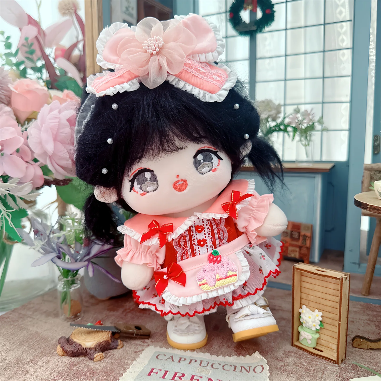 

20cm Cute Idol Doll Clothes for Red Sweet Berry Set Kawaii Plush Doll Clothes DIY Changing Clothes Games for Girls Kids Gifts