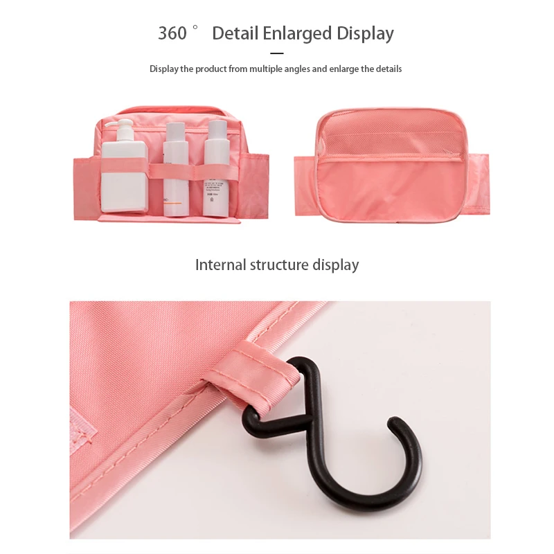 Large Capacity Portable Toiletry Washbag with Hanging Hook Waterproof Female Bathroom Storage Makeup Case  Travel Cosmetic Bag