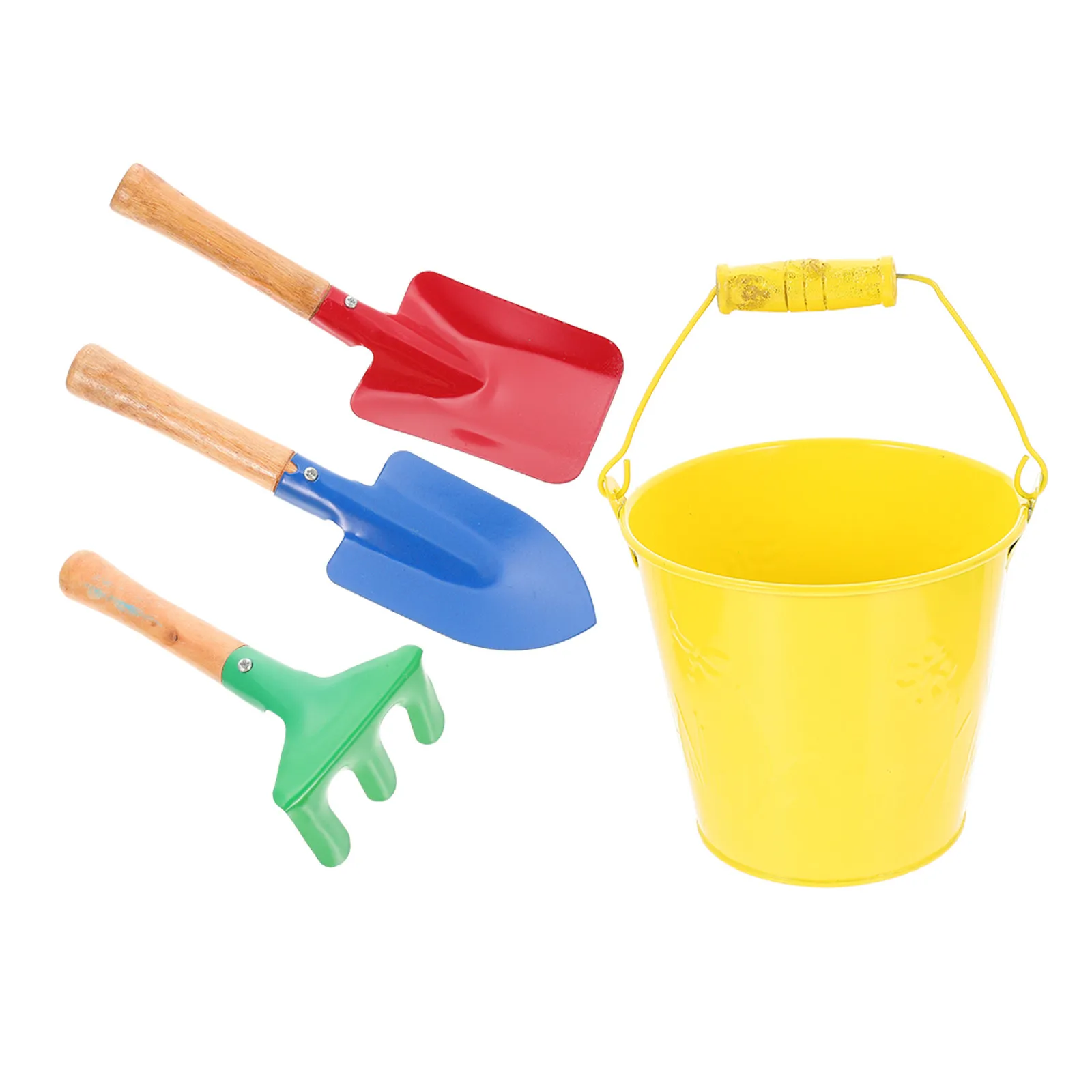 1Set Children Planting Tools Garden Hand Tools for Toddlers Rake Shovel Bucket Set Safe Smooth Surface Wear Resistant Parent