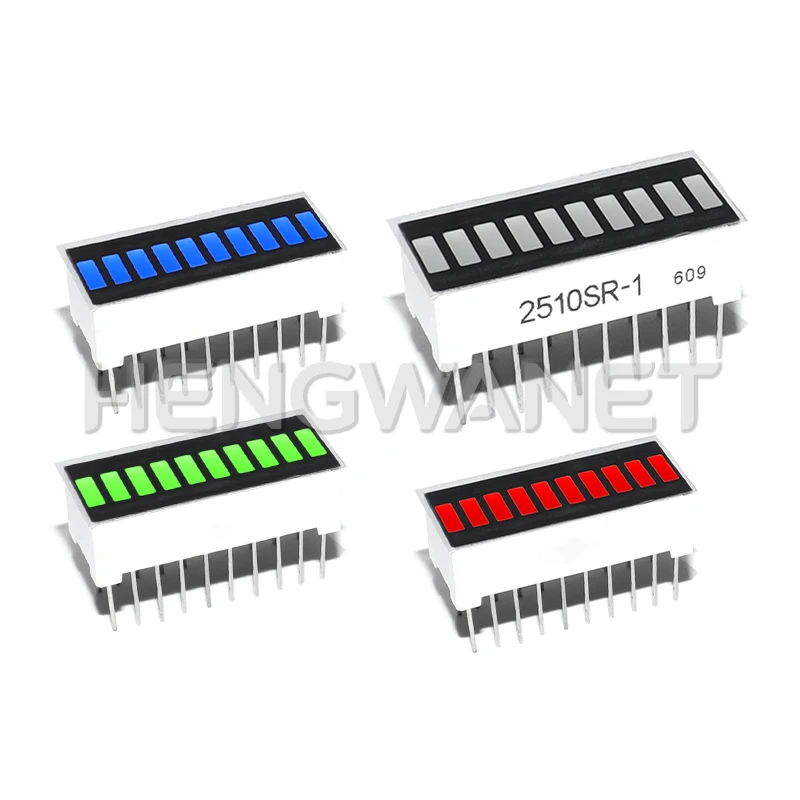 LED Display Bargraph Light 10 Segments Red Blue Yellow Green Single Color Battery Level Bar Graph for Arduino,DIY