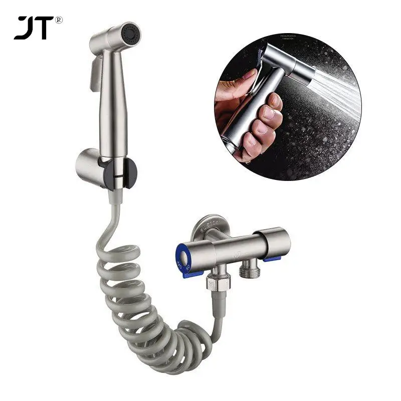 Toilet Sprayer Gun Stainless Steel Hand Bidet Faucet Bathroom Hand Shower Head Self Cleaning Bathroom Fixture