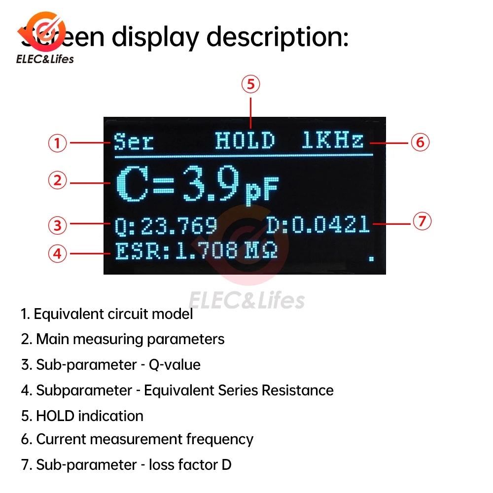 Imagem -03 - Lcr Ponte Tester Módulo Kit para Eletricista de Alta Precisão Resistência Capacitância Medidor de Indutância Ferramenta Faça Você Mesmo dc 5v M181