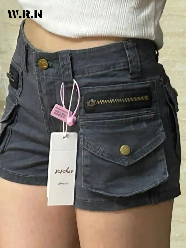 Gyaru Hotsweet 2000S Pantaloncini di jeans slim fit Vita alta Casual Sexy Street Kpop Style Pantaloncini da donna Y2K Guaina solida Cyber Jean