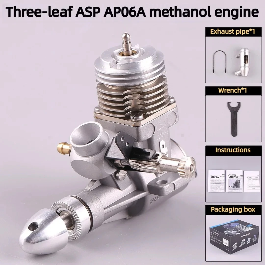 ASP AP06A THREE-BLADED Methanol Engine 6-Stage Two-Stroke DIY Assembly Fuel-Powered Fixed-Wing RC Plane Engine Toy Model