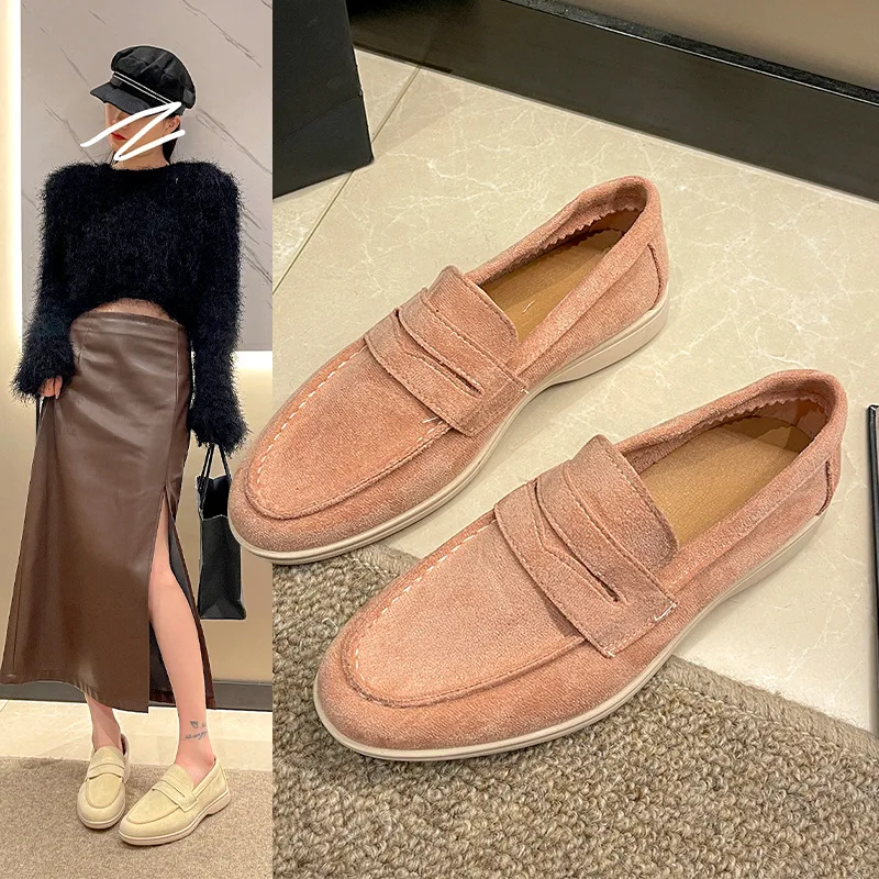 Schoenen Vrouw Flats Loafers Met Bont Instapper Casual Vrouwelijke Sneakers Ronde Neus Jurk Big Size Rijden Slip Op Zomer PU Naaien Kant