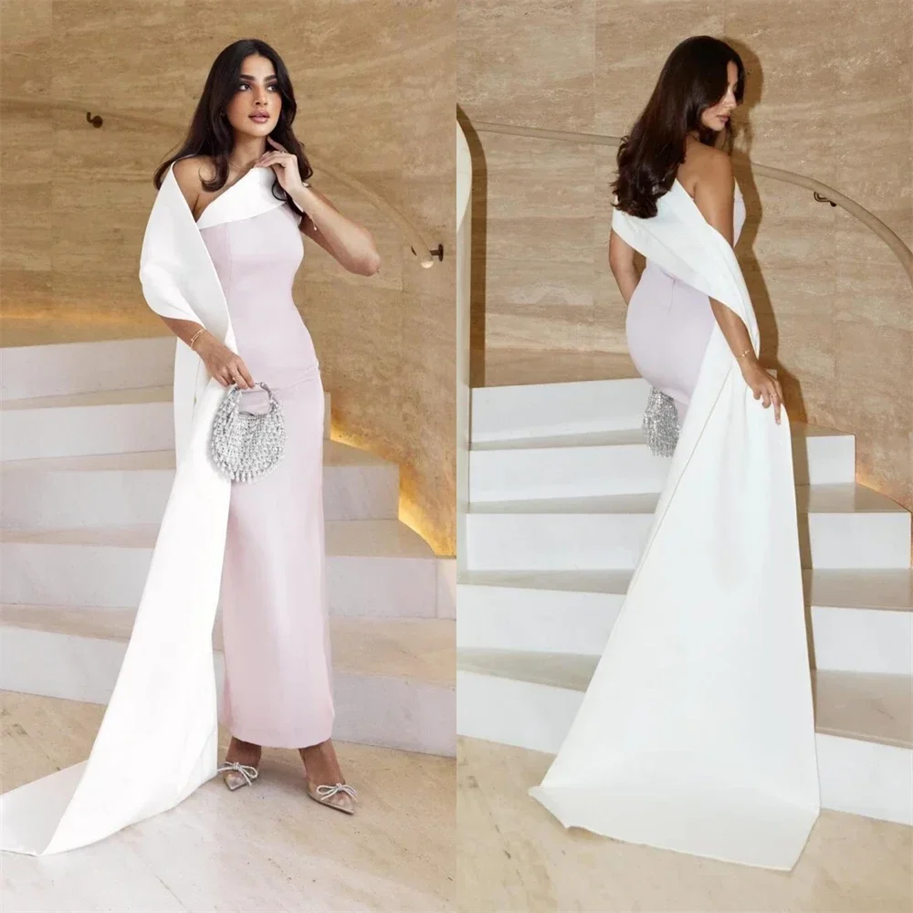 

Customized Formal Dress Evening Saudi Arabia Asymmetrical Column Skirts Vertically Stole Bespoke Occasion Dresses Prom Gown