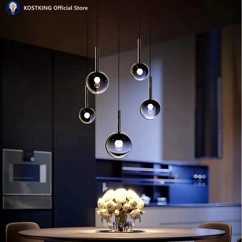 

Small Bedroom Bedside Chandelier Light Luxury High-end Liftable Italian Style Simple Hand-sweep Dimming Bar Hanging Line Lamp