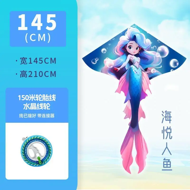 Sanrio nuevo cometa de dibujos animados sirena brisa Yifei línea de mano ruleta regalo para niños triángulo cometa ruleta cristalina de alta calidad