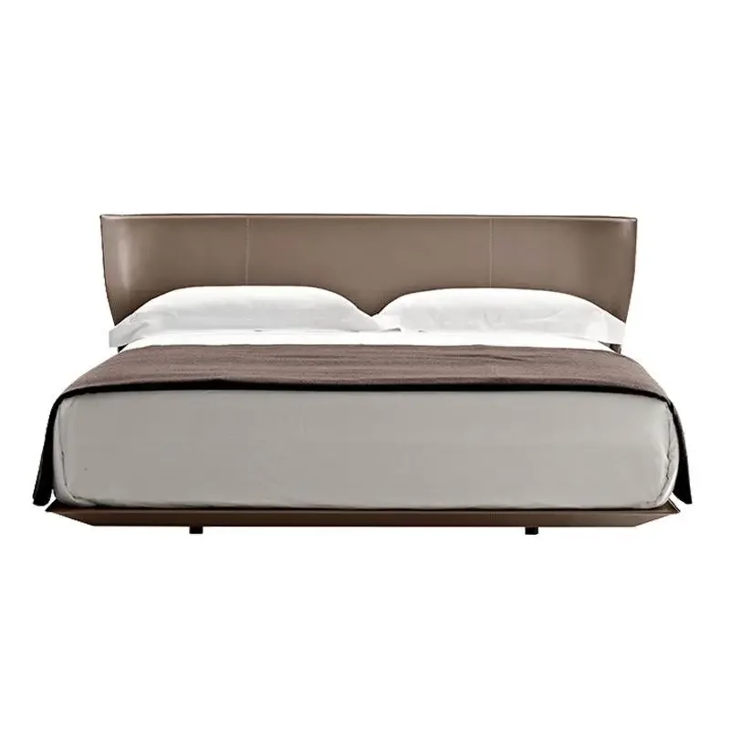 

Suspended Bed Steel Frame Designer Italian Minimalist Light Luxury Saddle Leather Leather Bed 1.8m Wedding Bed Bedroom Double Be