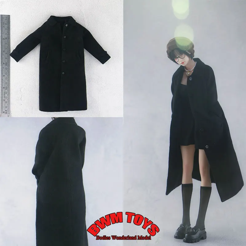 

In Stock CUKE TOYS 1/6 Scale Female Soldier Black Long Wool Overcoat Jacket Model Clothes For 12inch Action Figure Doll