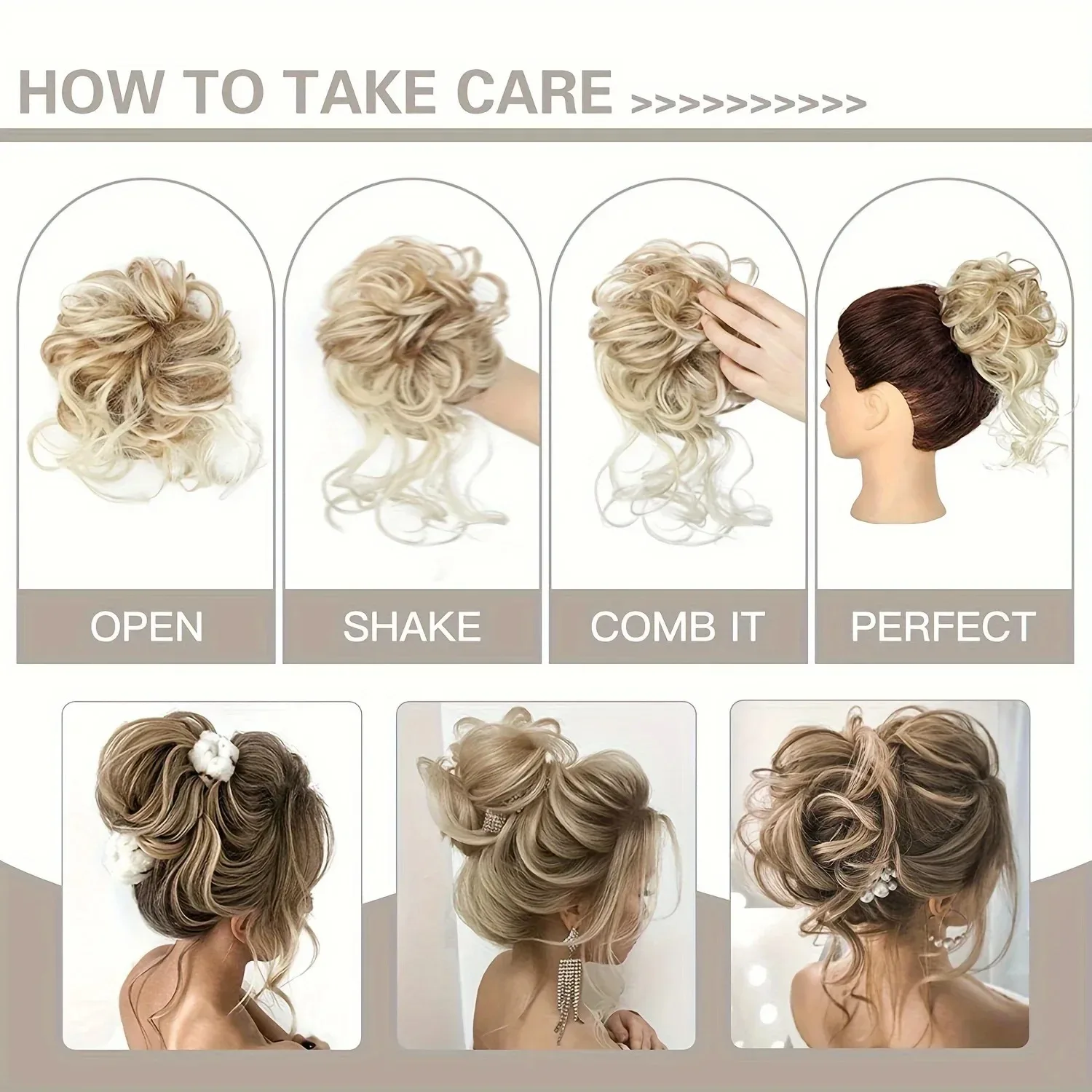 Шиньон с грязным пучком для женщин - 5 шт. взлохмаченная прическа для наращивания волос, резинки для волос с хвостиком и эластичной резинкой