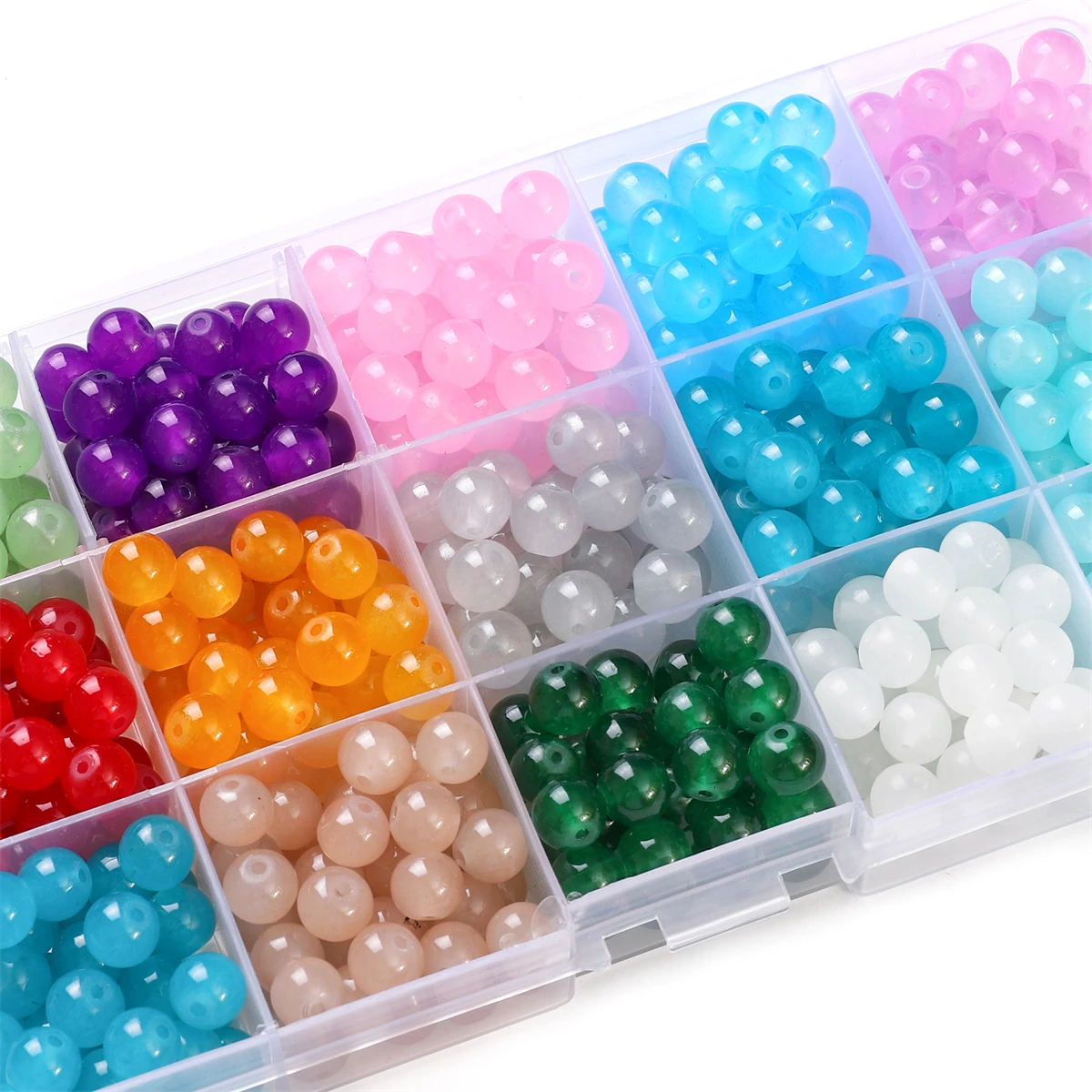 20–100 Stück glänzende, runde Perlen aus Jelly-Imitationsjade-Glas, 4/6/8/10 mm, lose Perlen für DIY-Armbänder, Halsketten, Schmuckherstellung – Detail 8