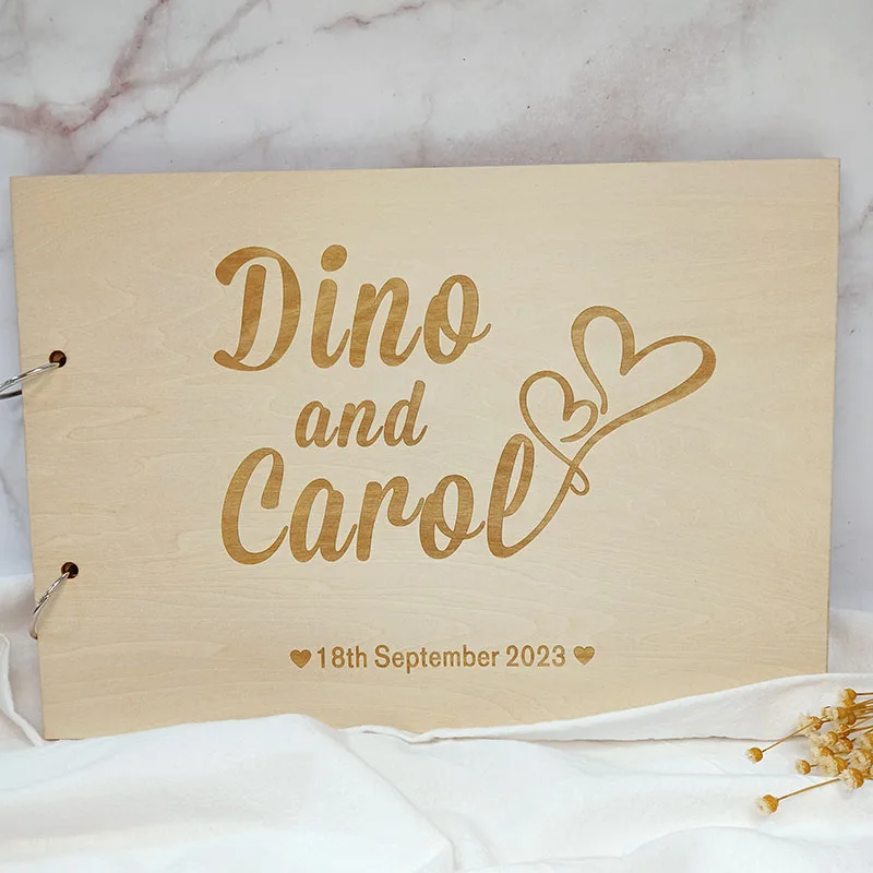 

Custom Wedding Guestbook Engraved Wooden Guest Book Rustic Personalized Album Bridal Shower Keepsake Gift Party Ideas Decor