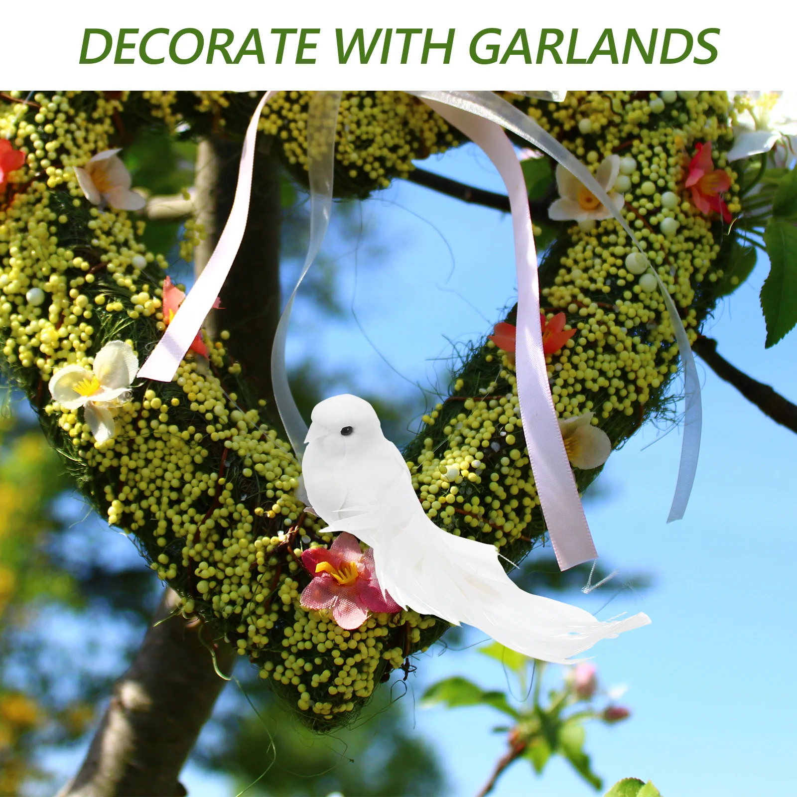 

6Pcs Artificial Dove Bird Lightweight Foam Ornament for Christmas Wedding Party Decorations Wreaths Garlands Home Craft