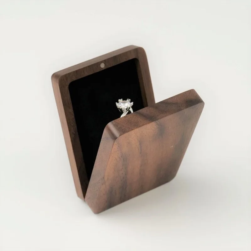 Solid Wood Rings Box Rotating Display Ring Boxes Creative Wedding Ring Organizer Showcase Box Portable Jewelry Storage Boxes