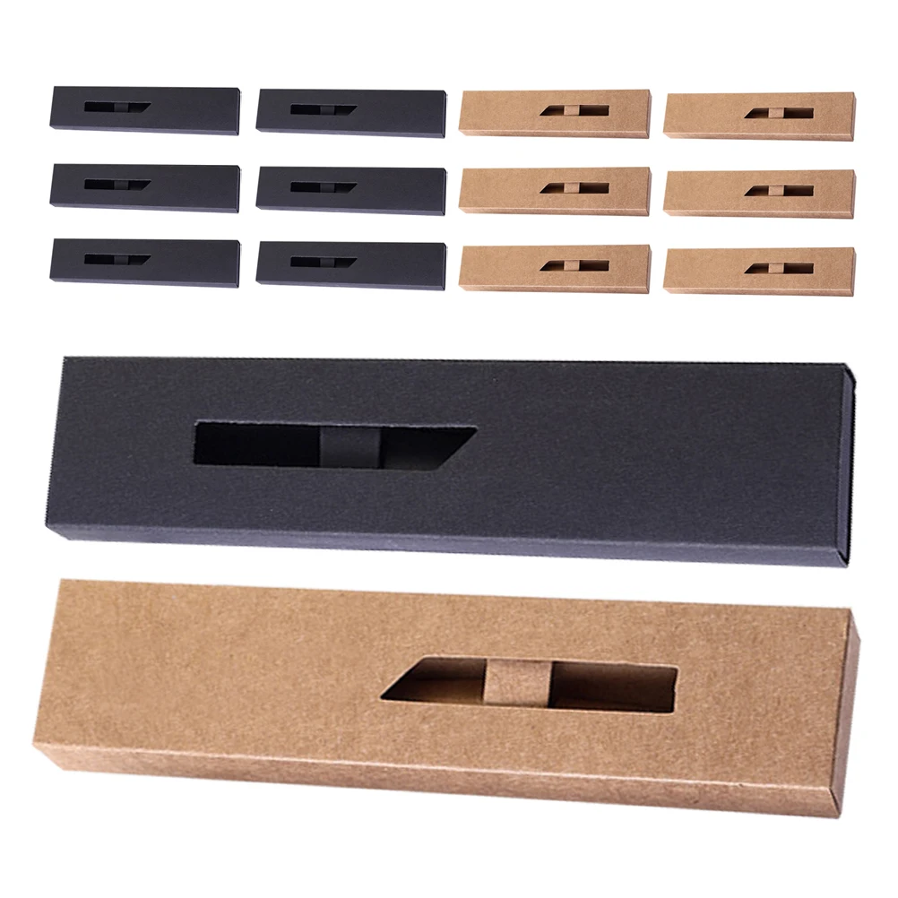 

20pcs Pullout Box Cardboard Case With Window For Ballpoint Fountain Pens Storage Organizer Portable Pen Holder Large Capacity