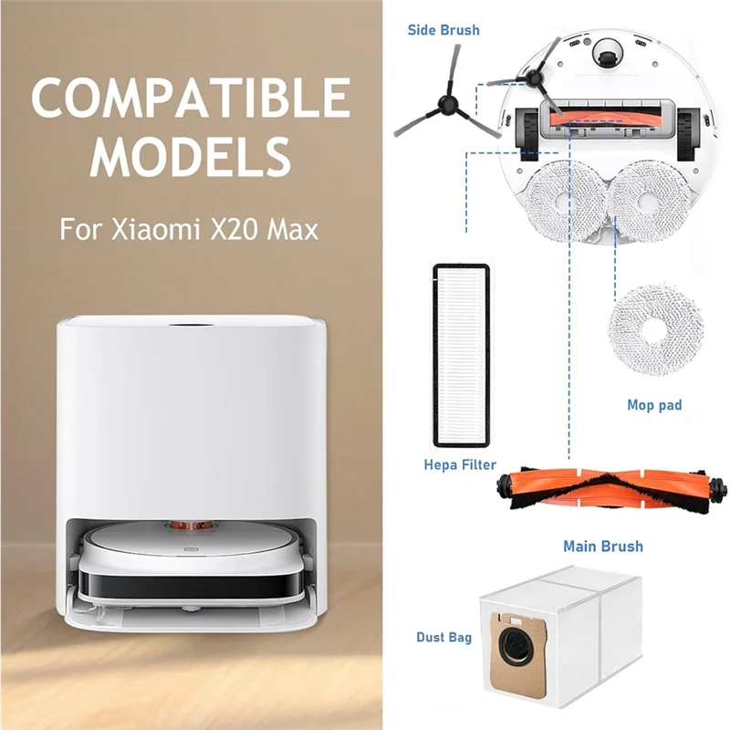 

A21Q -Replacement Part For Xiaomi X20 Max / X20 Pro Robot Vacuum Cleaner Main Side Brush Mop Cloth Dust Bags Hepa Filters
