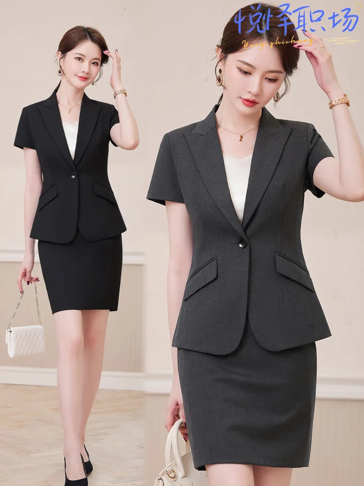 Elegant and fashionable women's professional suits, formal attire, summer Korean-style high-end blazers, workwear, slim-fit jack