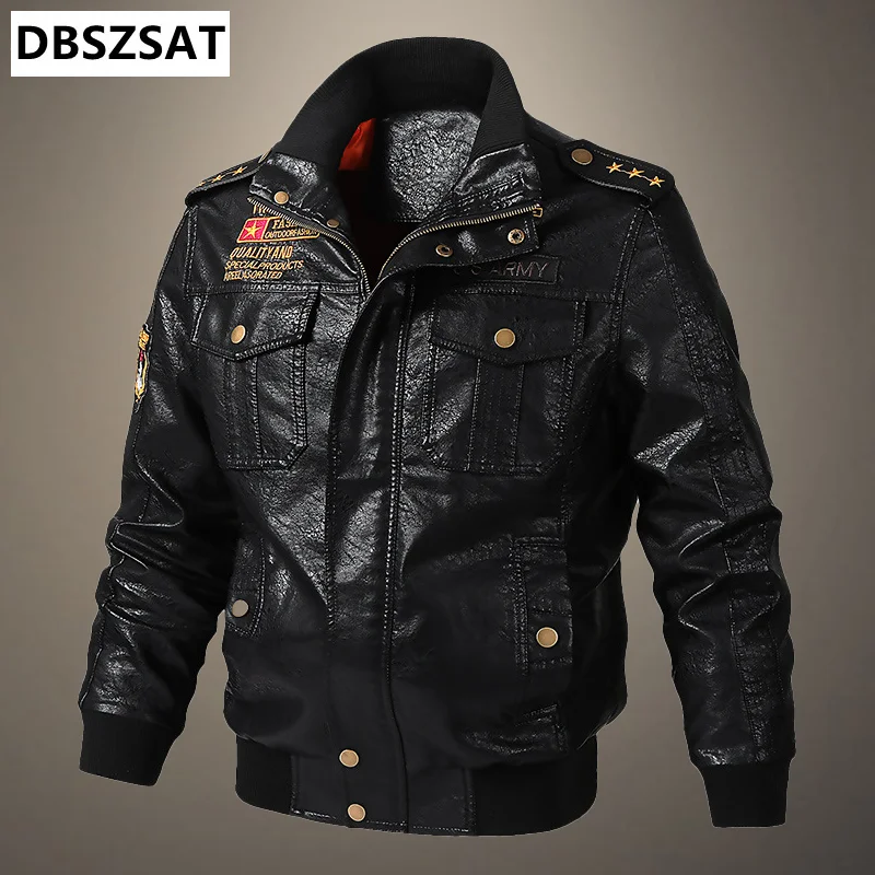 

2022 Autumn Winter Mens Leather Jacket Slim PU Jacket Male Windproof Motorcycle Stand Collar Baseball Jackets Men Oversize 6XL