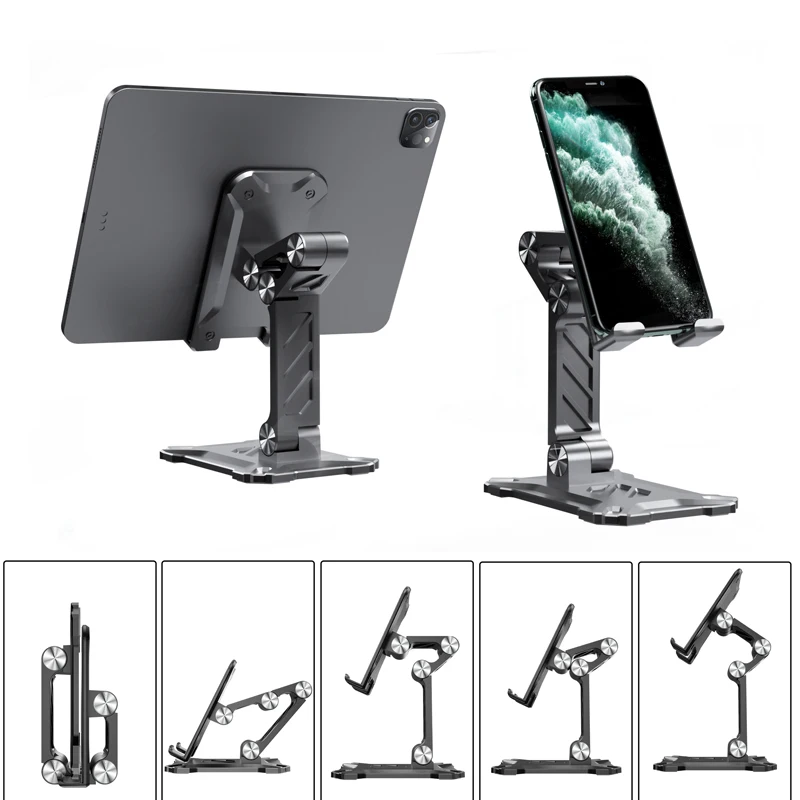 Metal Desk Phone Holder For iPhone iPad Xiaomi Adjustable Desktop Foldable Tablet Holder Cell Phone Stand Universal New