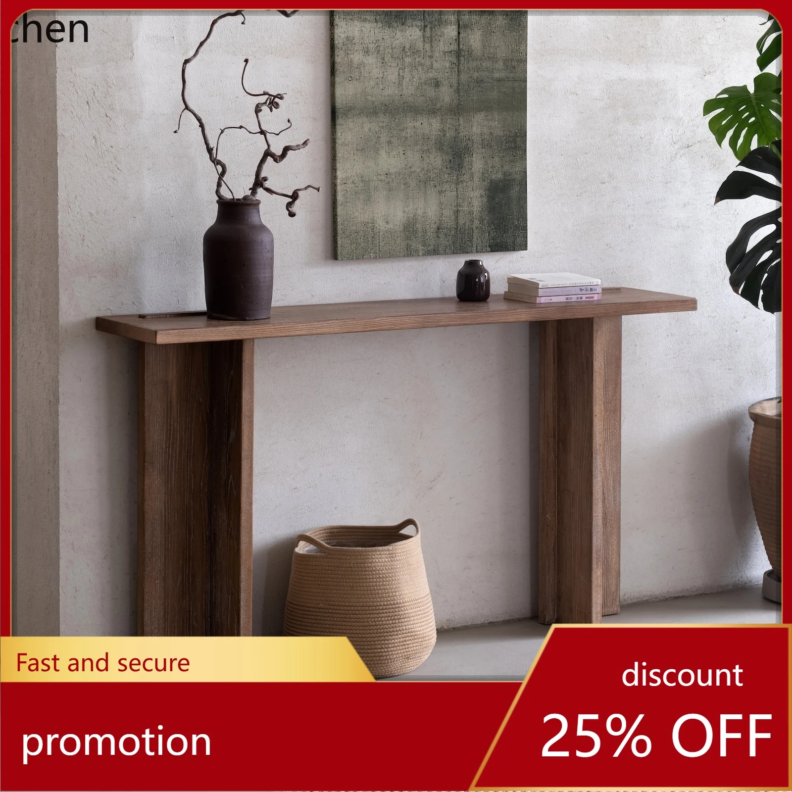 

HT Solid Wood Entryway Table Entryway Table Vintage Solid Wood Console Corridor Decorative Table