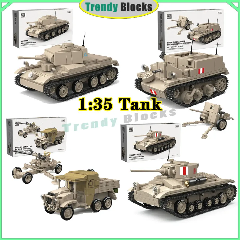 

World War 2 WW2 Army Military Soldiers Main Battle Tank Cannon Armor Vehicle Building Blocks Bricks Children's Toys Gift