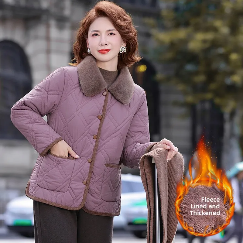 

Модная теплая короткая пуховая куртка из хлопка для женщин среднего и старшего возраста, зимняя повседневная, с наполнителем из полиэфирного волокна