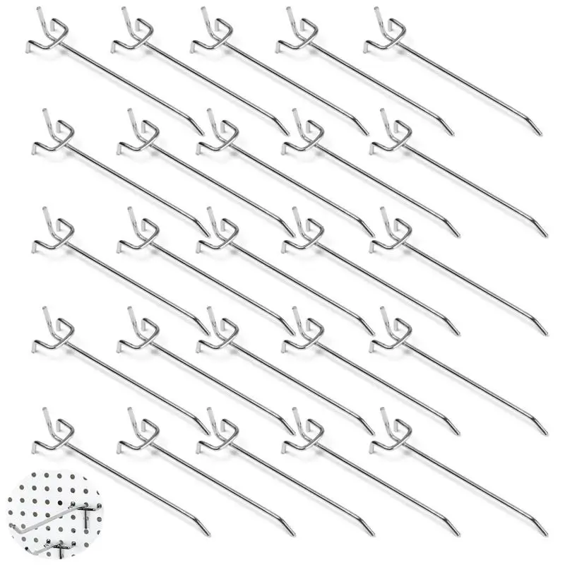 5 Stück Metall-Stecktafel-Dreibein-Haken, universelle Passform, Lochtafel-Haken zum Aufbewahren und Organisieren eines breiten Werkzeugs – Detail 3