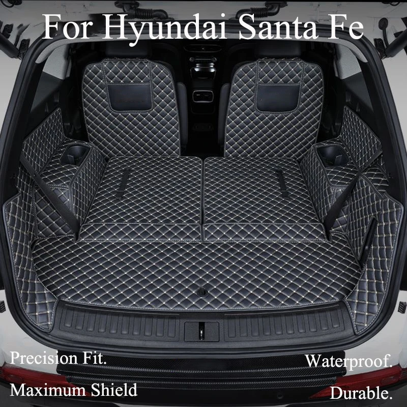 Leder-Kofferraummatte für Hyundai Santa Fe 2019-2023 6 Sitze, schmutzabweisende Aufbewahrungsmatte, Laderaumabdeckung, Autozubehör.