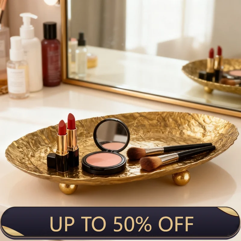 Metal Tray Makeup Tool Storage Tray Entrance Hall Luxury Key Storage Trays Jewelry Earrings Organize Display Shooting Props