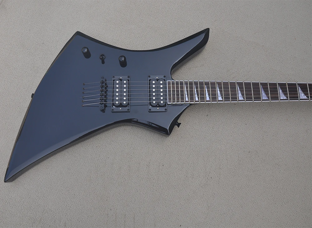 Left Hand  Black Electric Guitar with 24 Frets,Rosewood Fretboard,Strings Through Body