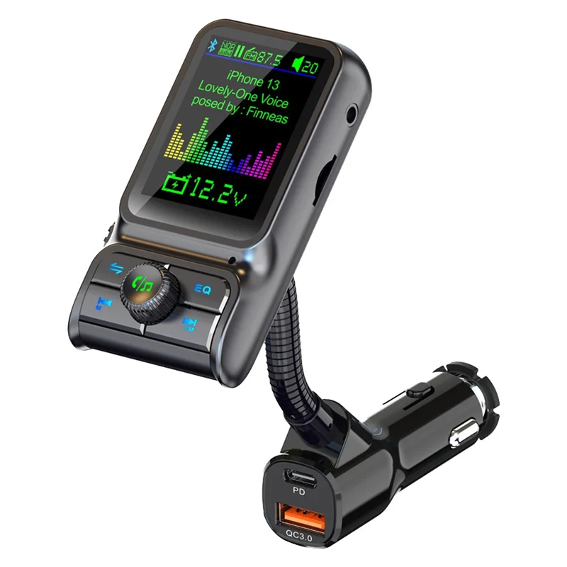 Authentic QC3.0 Fast Charge Car Bluetooth MP3 Player FM Transmitter HD Colorful Screen Display Car Supplies