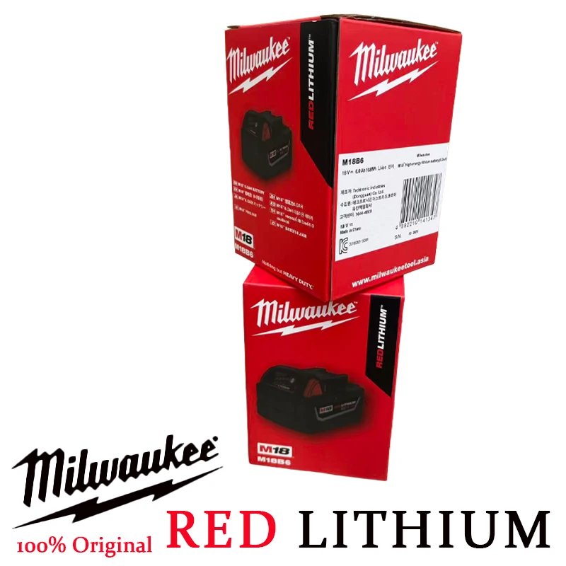 

Milwaukee M18 6.0Ah High Output Battery, Compact Design for Narrow Space, Fast Charging, Durable & Reliable for Industrial Use