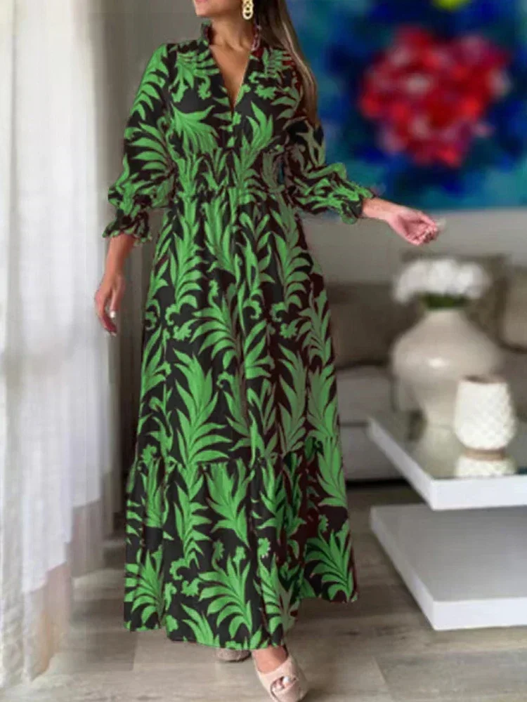 Boho Dress Muslim Women Abaya India Abayas Print Long Shirt Dresses Dubai Islam Evening Kaftan Robe Longue Vestidos Largos 2024