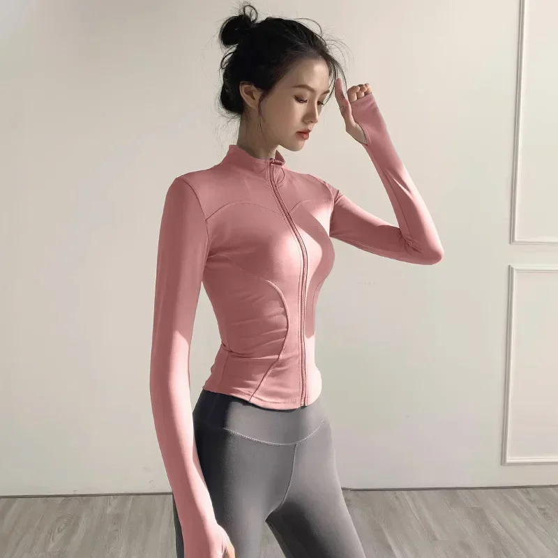 S-3XL Women\'s Tracksuit Jacket Slim Fit Long Sleeved Fitness Coat Yoga Tops with Thumb Holes Gym Jacket Workout Sweatshirts 2024