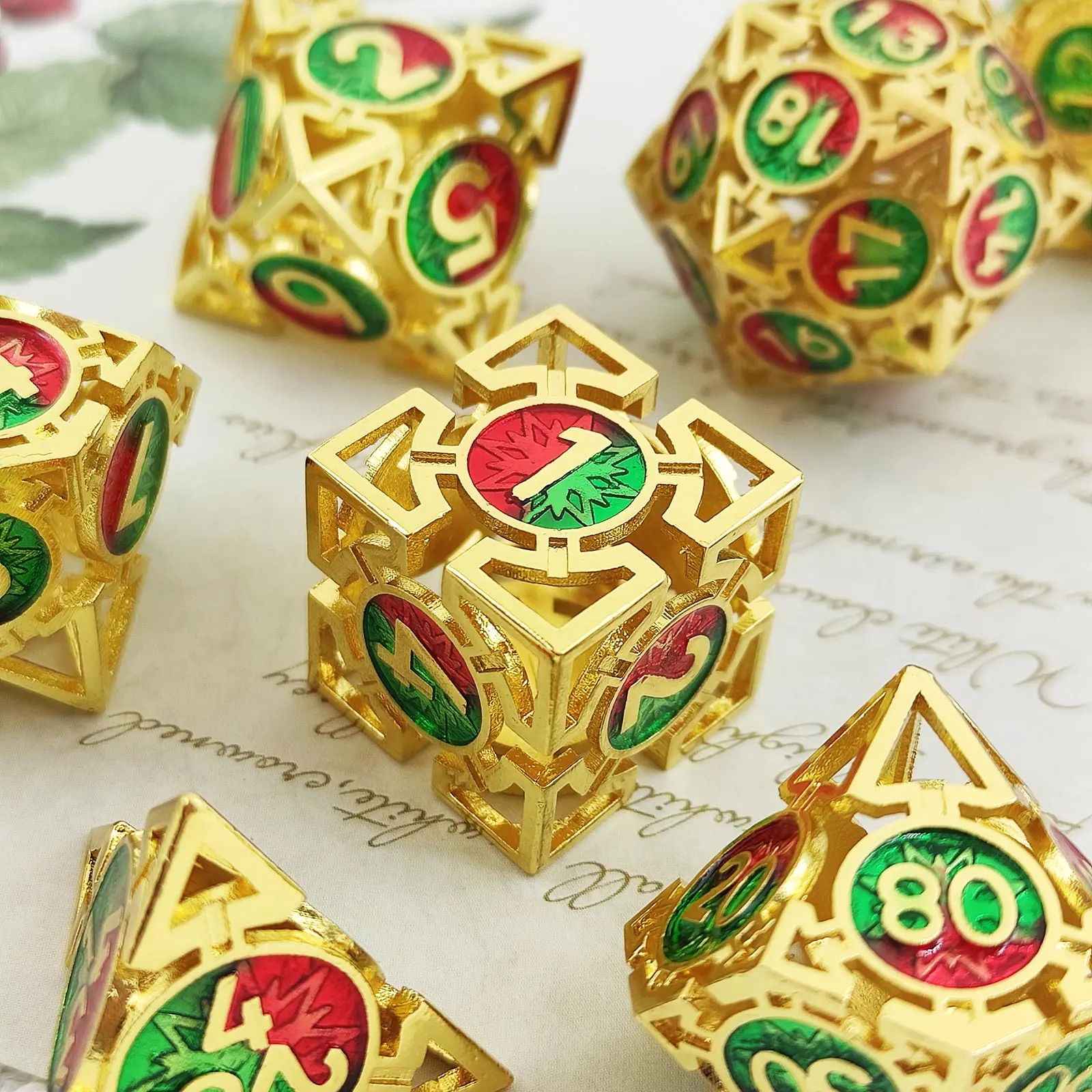 

Metal DND Hollow Dice Set D&D, RPG 7 Piece Polyhedron Dungeons & Dragons Roleplaying D and D Dice Board Game D20 D12 D10 D8 D6