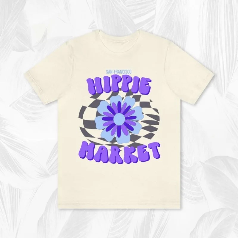

00013258#A-San Francisco Hippie Market T-Shirt, Hippy Graphic Tees