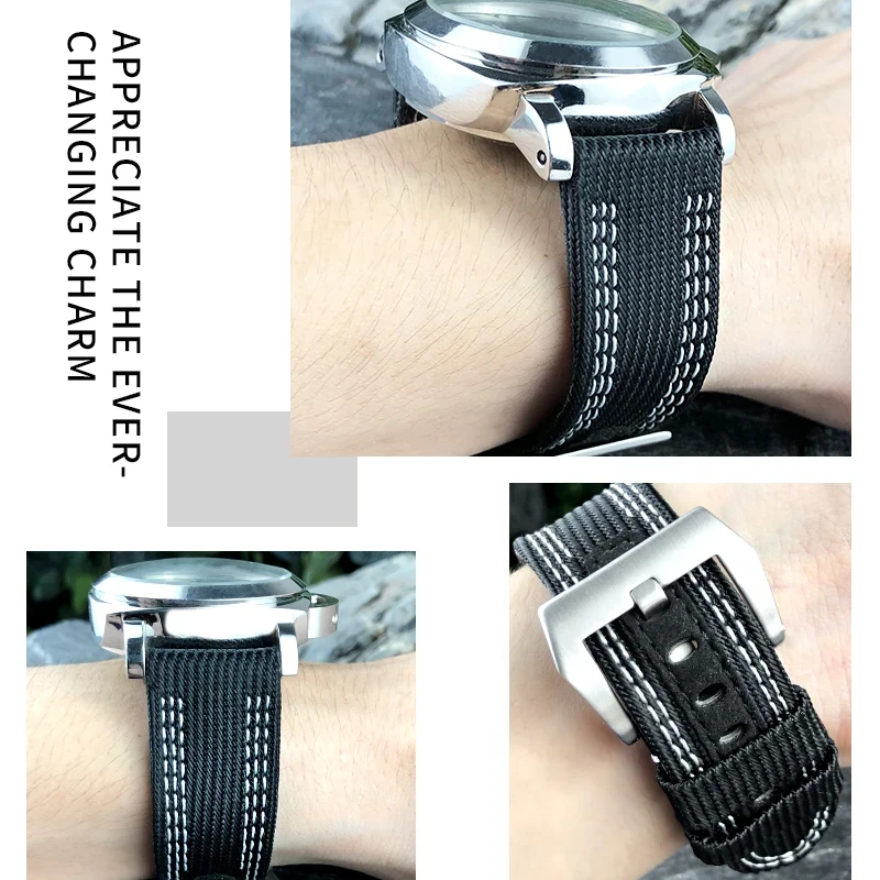 Per Panerai LUMINOR SUBMERSIBILE cinturino in tela di tessuto di alta qualità 24mm 26mm PAM00985 984 441 111 cinturino in nylon da uomo strumenti gratuiti