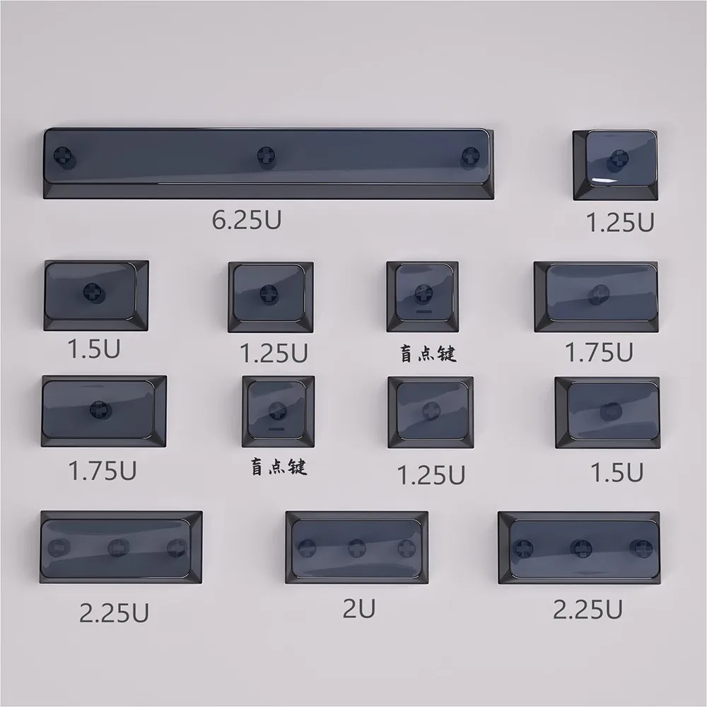 PC Material XDA Profile Keycap Crystal Transparent Key Caps 1U 1.25U 1.5U 1.75U 2U 2.25U 6.25U For MX Switches Keyboard