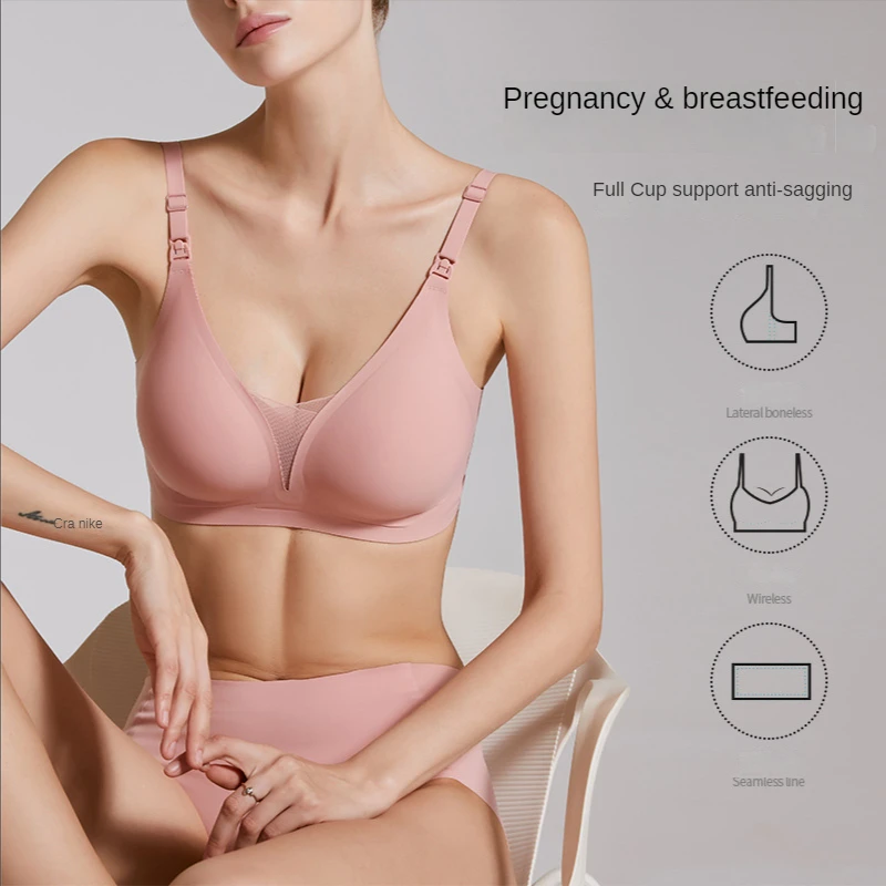 Pregnant Women Nursing Bra Maternity Underwear Seamless Front Buckle  Maternity Clothes